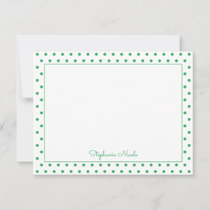 Simple Polka Dot Green Personalised Thin Border Card