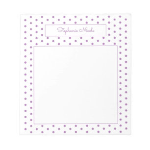 Simple Polka Dot Lavender Personalised Thin Border Notepad