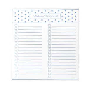 Simple Polka Dot Light Blue Two Column Checklist Notepad