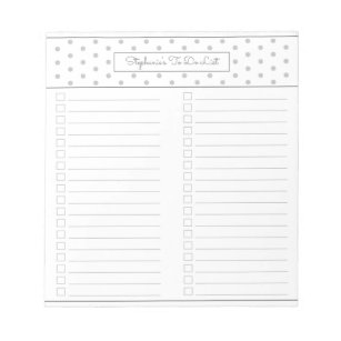 Simple Polka Dot Light Grey Two Column Checklist Notepad