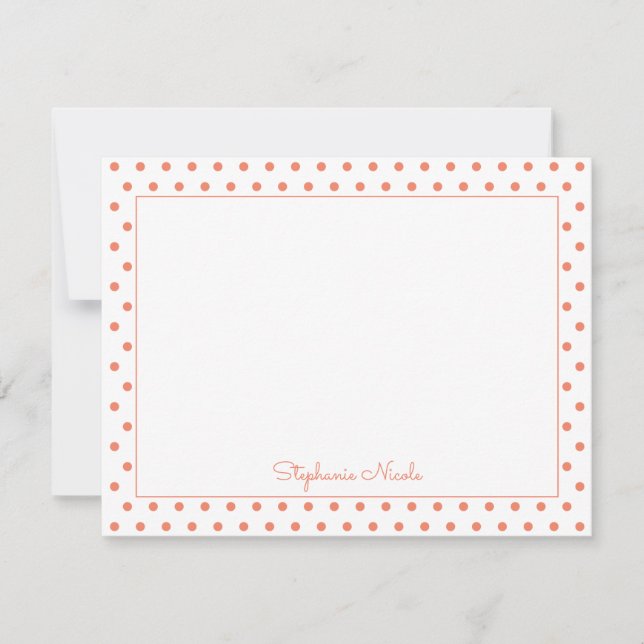 Simple Polka Dot Orange Personalised Thin Border Card (Front)