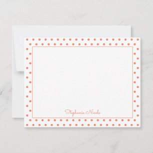 Simple Polka Dot Orange Personalised Thin Border Card