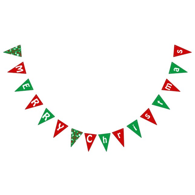 Simple Polka dot RED GREEN MERRY Christmas party Bunting (All)