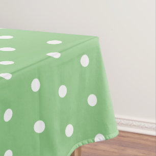 Simple Polka Dots Light Green and White Tablecloth