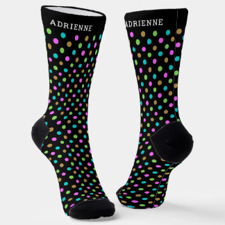 Simple Polka Dots Pattern Personalised Black Socks