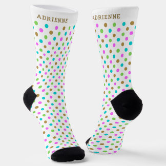 Simple Polka Dots Pattern Personalised White Socks