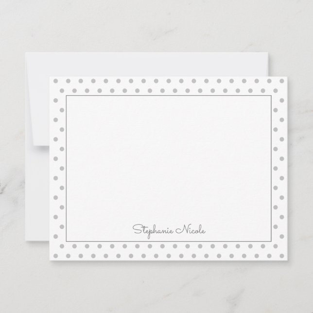 Simple Polka Light Grey Personalised  Card (Front)