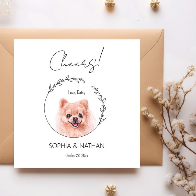 Simple Pomeranian Dog Wedding Cocktail Napkins (Creator Uploaded)