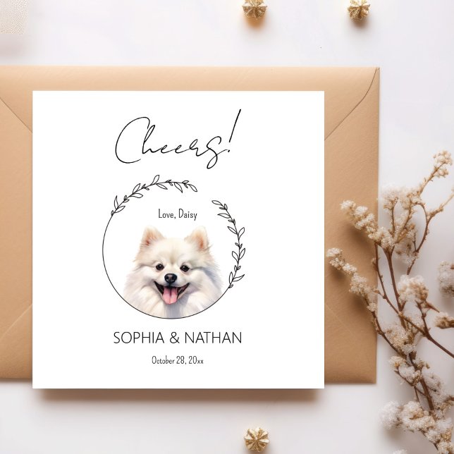 Simple Pomeranian Dog Wedding Cocktail Napkins (Creator Uploaded)