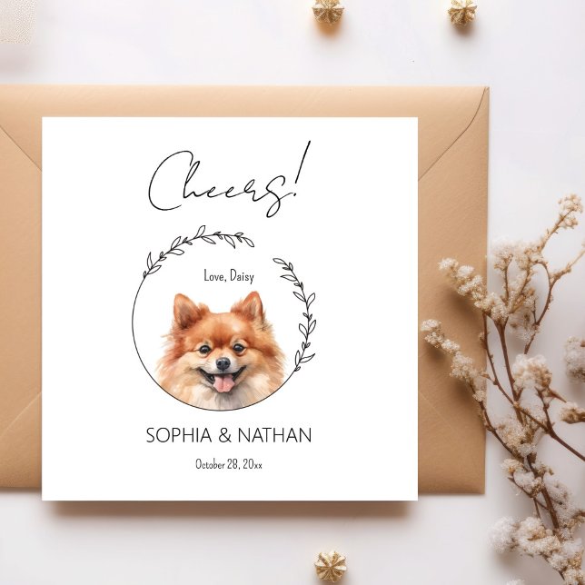Simple Pomeranian Dog Wedding Cocktail Napkins (Creator Uploaded)