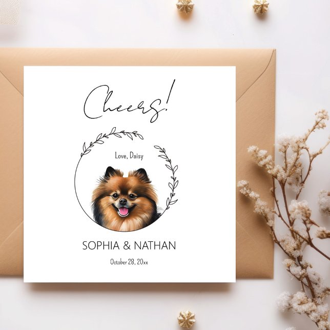 Simple Pomeranian Dog Wedding Cocktail Napkins (Creator Uploaded)