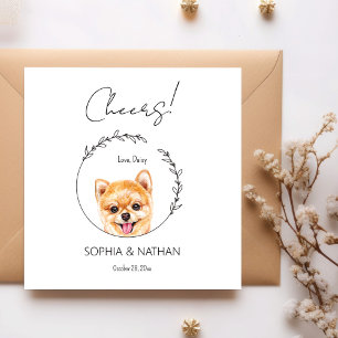 Simple Pomeranian Dog Wedding Cocktail Napkins