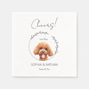 Simple Poodle Dog Wedding Cocktail  Napkin
