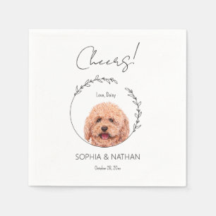 Simple Poodle Dog Wedding Cocktail  Napkin