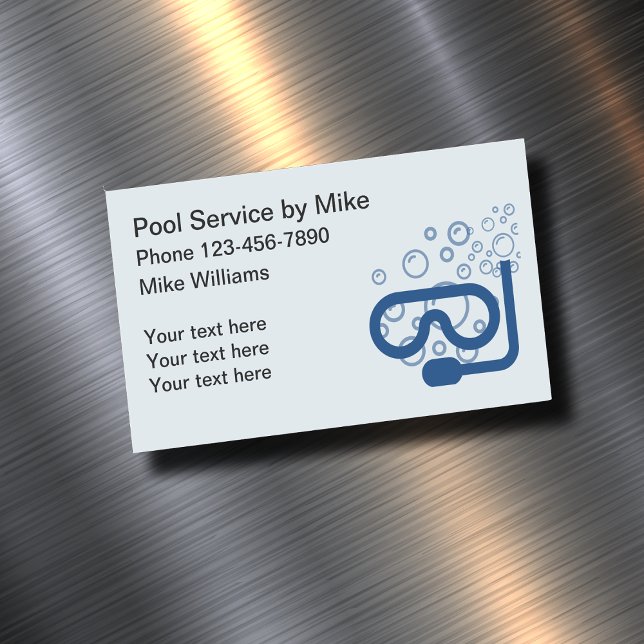 Simple Pool Service Magnetic Business Card (Creator Uploaded)