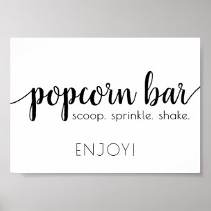 Simple Popcorn Bar   Black Script Any Event Sign