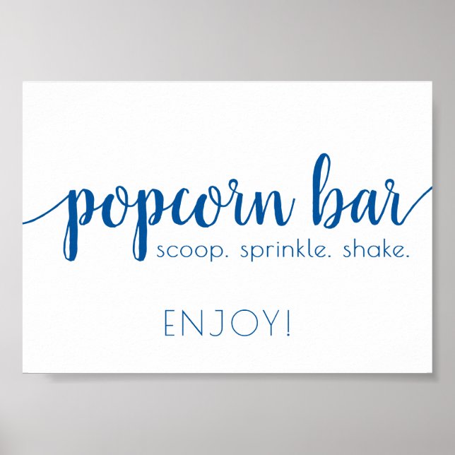 Simple Popcorn Bar | French Blue Any Event Sign (Front)
