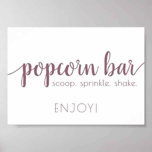 Simple Popcorn Bar | Mauve Pink Any Event Sign (Front)