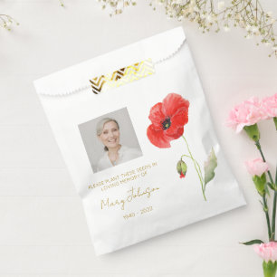 Simple Poppy Photo Funeral Seed Favour Bags
