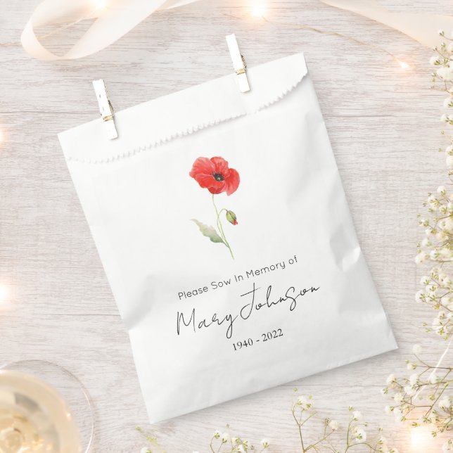 Simple Poppy Seed packet Funeral  Favour Bags (Clipped)
