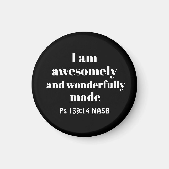 Simple Positive Bible Affirmation Christian Black Magnet (Front)