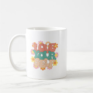 Simple Positive Quote White Bold Groovy Self Love Coffee Mug