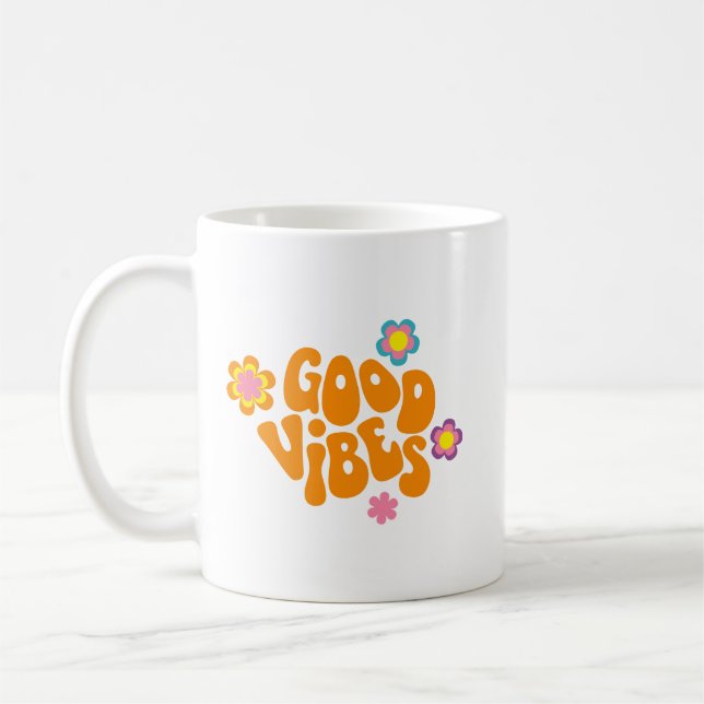 Simple Positivity Style Cheerful Retro Orange Bold Coffee Mug (Left)