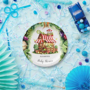 Simple Potato Farmer's Market Baby Shower Paper Plate