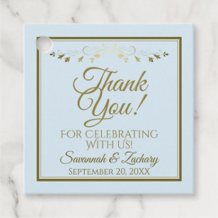 Simple Powder Blue & Gold Chic Wedding Thank You Favour Tags
