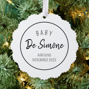 Simple Pregnancy Announcement Green Ornament Card