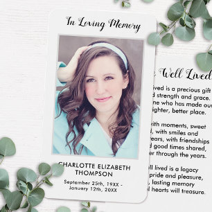 Simple Premium Photo Memorial Funeral Prayer Card