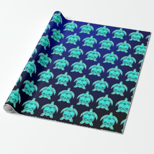 Simple Pretty Blue green turquoise teal Sea turtle Wrapping Paper