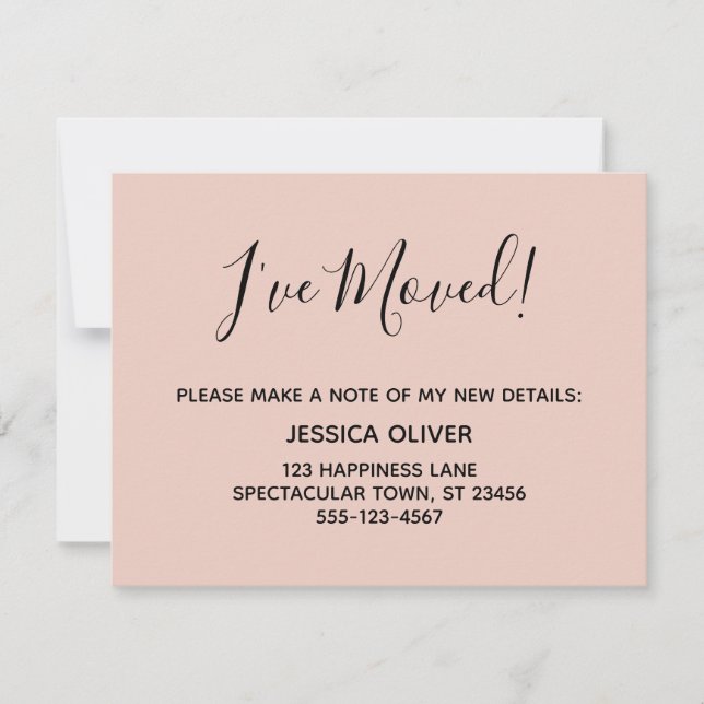 Simple, Pretty "I've Moved" Blush Pink Announcement (Front)