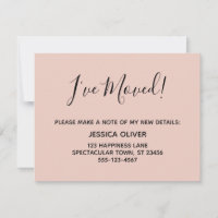 Simple, Pretty "I've Moved" Blush Pink