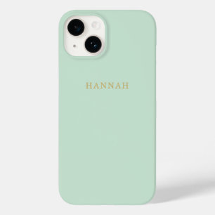 Simple Pretty Minimalist Pistachio Green Gold Name Case-Mate iPhone 14 Case