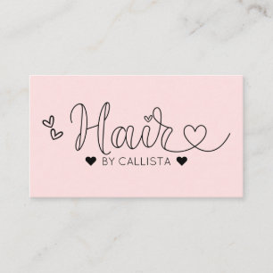 Simple Pretty Pink Hearts Typography Hair Business Card