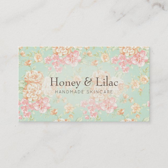 Simple Pretty Rose Print Floral Business Card (Front)