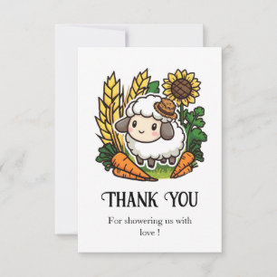Simple Pretty Sheep Baby Shower Thank You Card