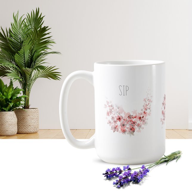 Simple Pretty Watercolor Pink Floral Coffee Mug (Creator Uploaded)