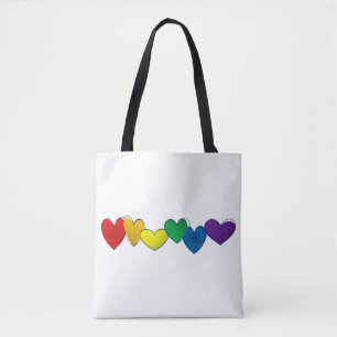 Simple PRIDE Rainbow colors hearts tote