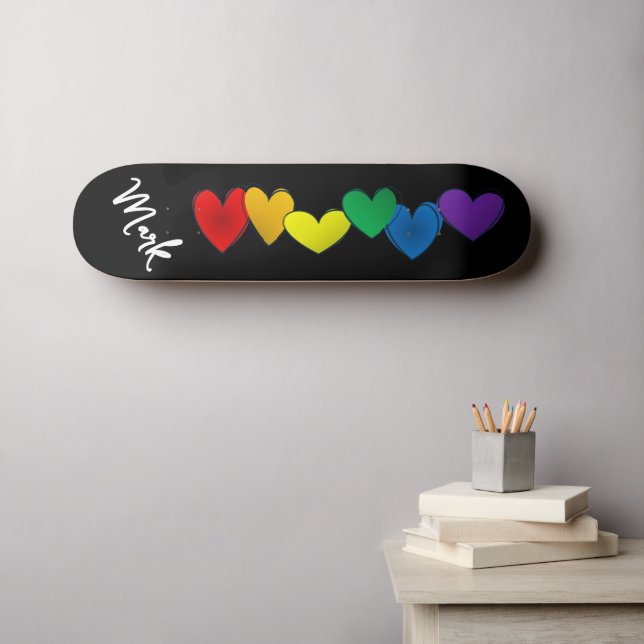 Simple PRIDE Rainbow colours hearts tote Skateboard (Wall Art (Horz))