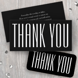 Simple Printable Chic Modern Black Thank You Card
