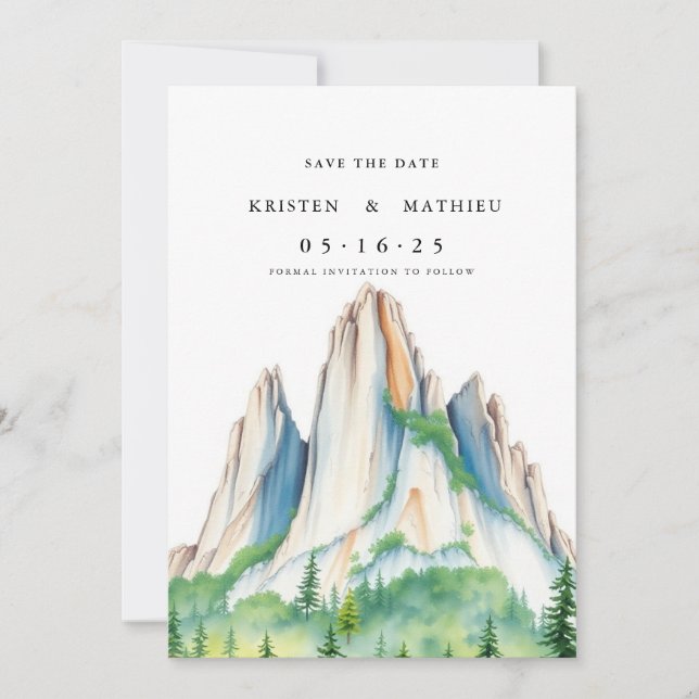 Simple Printable Mountain Save The Date (Front)