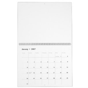 Simple Professional 11"x14.25" 2 Page Large Black Calendar