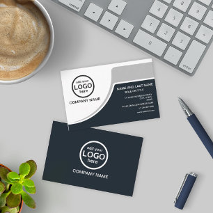Simple Professional 2 colours add your logo Grey Business Card