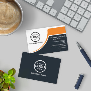 Simple Professional 2 colours add your logo Orange Business Card