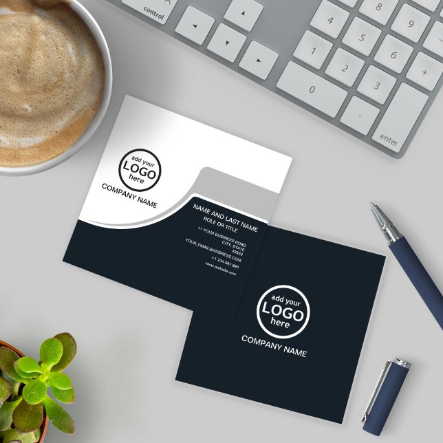 Simple Professional 2 colours add your logo Square Business Card (Creator Uploaded)