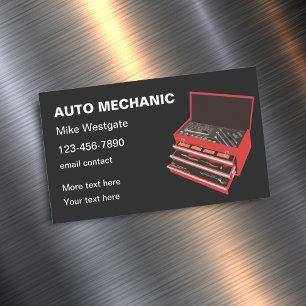 Simple Professional Auto Repair Mechanic Magnetic Business Card