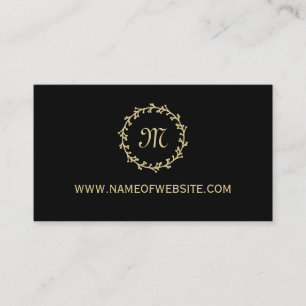Simple Professional Black Elegant Gold Monogram Business Card