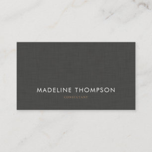 Simple Professional Black Grey Linen Business Card